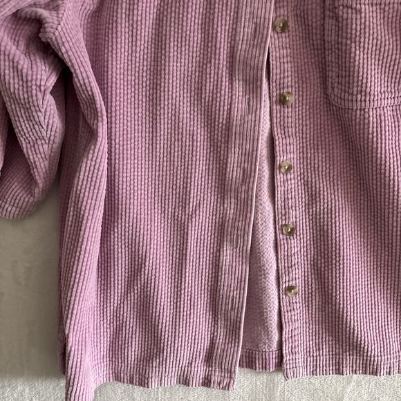 Vtg L.L. Bean Corduroy Button Up Shirt Sz M Shacket Top Pink 3/4 Sleeves - Picture 6 of 8